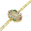 Pulsera Elegante 03.210.0150.1.07 Oro Laminado, Diseño de San Judas, con Multicolor Zirconia Cubica and Blanca Micro Pave, Pulido, Tono Dorado (04 MM Thickness, 7 Inches Length)