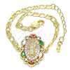 Pulsera Elegante 03.210.0150.1.07 Oro Laminado, Diseño de San Judas, con Multicolor Zirconia Cubica and Blanca Micro Pave, Pulido, Tono Dorado (04 MM Thickness, 7 Inches Length)