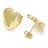 Arete Dormilona 02.156.0459 Oro Laminado, Diseño de Corazón, con Blanca Micro Pave, Pulido, Tono Dorado