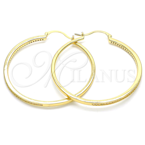 Argolla Grande 02.156.0460.50 Oro Laminado, con Blanca Micro Pave, Pulido, Tono Dorado