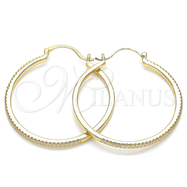 Argolla Mediana 02.156.0461.40 Oro Laminado, con Blanca Micro Pave, Pulido, Tono Dorado