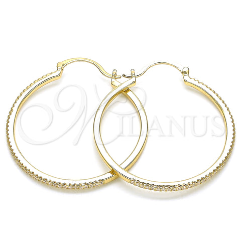 Argolla Mediana 02.156.0461.40 Oro Laminado, con Blanca Micro Pave, Pulido, Tono Dorado