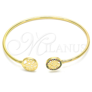 Aro Individual 07.156.0066.1 Oro Laminado, Diseño de Ãrbol, con Multicolor Micro Pave, Pulido, Tono Dorado (02 MM Thickness, One size fits all)