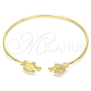 Aro Individual 07.156.0067 Oro Laminado, Diseño de Tortuga, con Blanca Micro Pave, Pulido, Tono Dorado (02 MM Thickness, One size fits all)