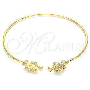 Aro Individual 07.156.0067.1 Oro Laminado, Diseño de Tortuga, con Multicolor Micro Pave, Pulido, Tono Dorado (02 MM Thickness, One size fits all)