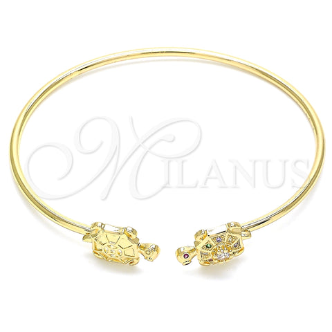 Aro Individual 07.156.0067.1 Oro Laminado, Diseño de Tortuga, con Multicolor Micro Pave, Pulido, Tono Dorado (02 MM Thickness, One size fits all)