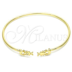 Aro Individual 07.156.0068 Oro Laminado, Diseño de Niñita Pequeña, con Blanca Micro Pave, Pulido, Tono Dorado (02 MM Thickness, One size fits all)