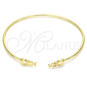 Aro Individual 07.156.0068.1 Oro Laminado, Diseño de Niñita Pequeña, con Rosado Micro Pave, Pulido, Tono Dorado (02 MM Thickness, One size fits all)
