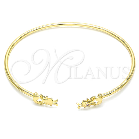 Aro Individual 07.156.0068.1 Oro Laminado, Diseño de Niñita Pequeña, con Rosado Micro Pave, Pulido, Tono Dorado (02 MM Thickness, One size fits all)