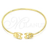 Pulsera Elegante 07.156.0069 Oro Laminado, Diseño de Búho, con Blanca Micro Pave, Pulido, Tono Dorado (02 MM Thickness, 58 Inches Length)