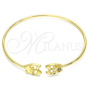 Aro Individual 07.156.0069.1 Oro Laminado, Diseño de Búho, con Multicolor Micro Pave, Pulido, Tono Dorado (02 MM Thickness, One size fits all)