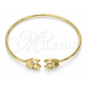 Aro Individual 07.156.0069.1 Oro Laminado, Diseño de Búho, con Multicolor Micro Pave, Pulido, Tono Dorado (02 MM Thickness, One size fits all)