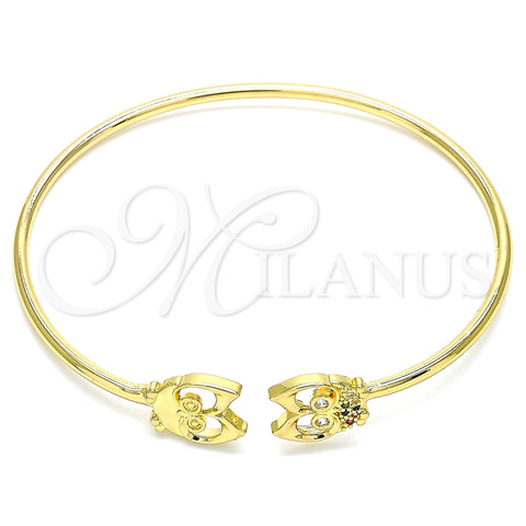 Aro Individual 07.156.0069.1 Oro Laminado, Diseño de Búho, con Multicolor Micro Pave, Pulido, Tono Dorado (02 MM Thickness, One size fits all)