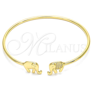 Aro Individual 07.156.0070 Oro Laminado, Diseño de Elefante, con Blanca Micro Pave, Pulido, Tono Dorado (02 MM Thickness, One size fits all)