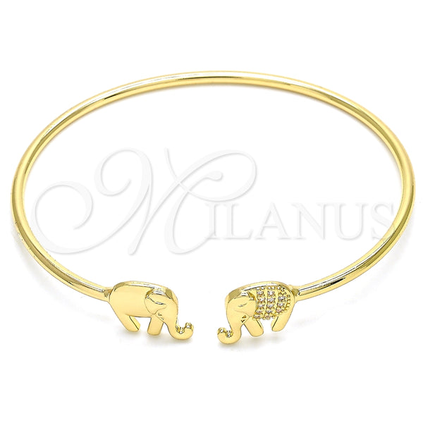 Aro Individual 07.156.0070 Oro Laminado, Diseño de Elefante, con Blanca Micro Pave, Pulido, Tono Dorado (02 MM Thickness, One size fits all)