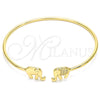 Aro Individual 07.156.0070 Oro Laminado, Diseño de Elefante, con Blanca Micro Pave, Pulido, Tono Dorado (02 MM Thickness, One size fits all)