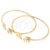 Aro Individual 07.156.0070 Oro Laminado, Diseño de Elefante, con Blanca Micro Pave, Pulido, Tono Dorado (02 MM Thickness, One size fits all)