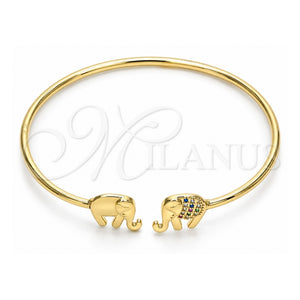 Aro Individual 07.156.0070.1 Oro Laminado, Diseño de Elefante, con Micro Pave Multicolor, Pulido, Tono Dorado (Grosor 02 MM, Talla Unica)