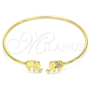 Aro Individual 07.156.0070.1 Oro Laminado, Diseño de Elefante, con Multicolor Micro Pave, Pulido, Tono Dorado (02 MM Thickness, One size fits all)