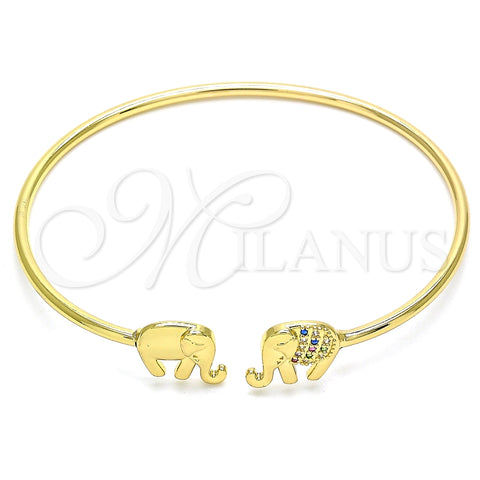 Aro Individual 07.156.0070.1 Oro Laminado, Diseño de Elefante, con Multicolor Micro Pave, Pulido, Tono Dorado (02 MM Thickness, One size fits all)