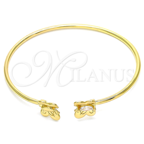 Aro Individual 07.156.0071 Oro Laminado, Diseño de Mariposa, con Blanca Micro Pave, Pulido, Tono Dorado (02 MM Thickness, One size fits all)