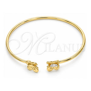 Aro Individual 07.156.0071 Oro Laminado, Diseño de Mariposa, con Micro Pave Blanca, Pulido, Tono Dorado (Grosor 02 MM, Talla Unica)