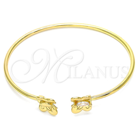 Aro Individual 07.156.0071 Oro Laminado, Diseño de Mariposa, con Blanca Micro Pave, Pulido, Tono Dorado (02 MM Thickness, One size fits all)