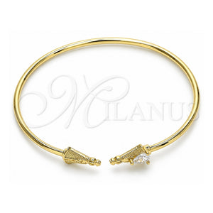 Aro Individual 07.156.0072 Oro Laminado, Diseño de Altagracia y Gota, con Blanca Micro Pave, Pulido, Tono Dorado (02 MM Thickness, One size fits all)