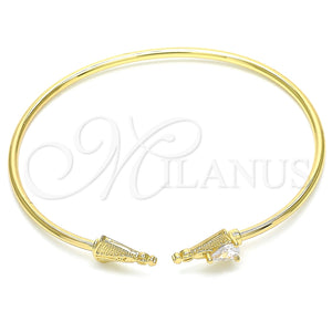 Aro Individual 07.156.0072 Oro Laminado, Diseño de Altagracia y Gota, con Blanca Micro Pave, Pulido, Tono Dorado (02 MM Thickness, One size fits all)