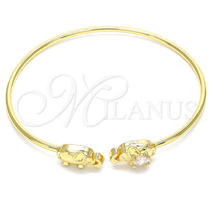 Aro Individual 07.156.0073 Oro Laminado, Diseño de Elefante, con Blanca Micro Pave, Pulido, Tono Dorado (02 MM Thickness, One size fits all)