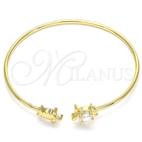 Aro Individual 07.156.0074 Oro Laminado, Diseño de Tortuga, con Blanca Micro Pave, Pulido, Tono Dorado (02 MM Thickness, One size fits all)