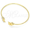 Aro Individual 07.156.0075 Oro Laminado, Diseño de Búho, con Blanca Micro Pave, Pulido, Tono Dorado (02 MM Thickness, One size fits all)