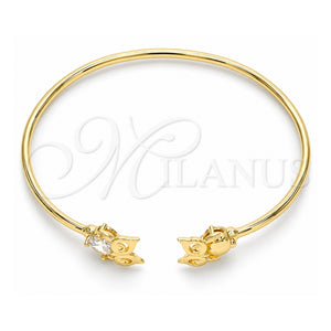Aro Individual 07.156.0075 Oro Laminado, Diseño de Búho, con Micro Pave Blanca, Pulido, Tono Dorado (Grosor 02 MM, Talla Unica)