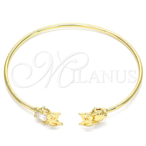 Aro Individual 07.156.0075 Oro Laminado, Diseño de Búho, con Blanca Micro Pave, Pulido, Tono Dorado (02 MM Thickness, One size fits all)