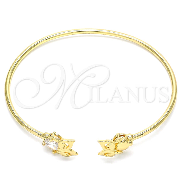 Aro Individual 07.156.0075 Oro Laminado, Diseño de Búho, con Blanca Micro Pave, Pulido, Tono Dorado (02 MM Thickness, One size fits all)