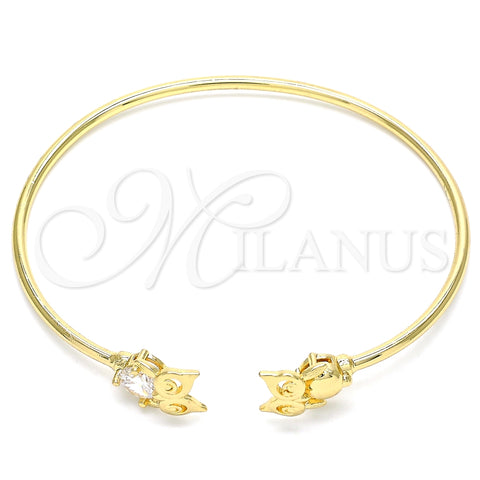 Aro Individual 07.156.0075 Oro Laminado, Diseño de Búho, con Blanca Micro Pave, Pulido, Tono Dorado (02 MM Thickness, One size fits all)