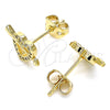 Arete Dormilona 02.342.0090 Oro Laminado, Diseño de Corazón, con Blanca Micro Pave, Pulido, Tono Dorado