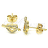 Arete Dormilona 02.342.0090 Oro Laminado, Diseño de Corazón, con Blanca Micro Pave, Pulido, Tono Dorado