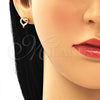 Arete Dormilona 02.342.0091 Oro Laminado, Diseño de Corazón, con Blanca Micro Pave, Pulido, Tono Dorado