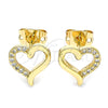 Arete Dormilona 02.342.0091 Oro Laminado, Diseño de Corazón, con Blanca Micro Pave, Pulido, Tono Dorado
