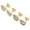 Arete Dormilona 02.210.0400 Oro Laminado, Diseño de Labios, con Blanca Micro Pave, Pulido, Tono Dorado