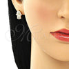 Arete Dormilona 02.210.0401 Oro Laminado, Diseño de Mano de Dios, con Blanca Micro Pave, Pulido, Tono Dorado
