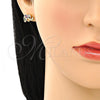 Arete Dormilona 02.210.0402.1 Oro Laminado, Diseño de Elefante, con Multicolor Micro Pave, Pulido, Tono Dorado
