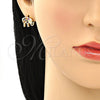 Arete Dormilona 02.210.0405.1 Oro Laminado, Diseño de Elefante, con Multicolor Micro Pave, Pulido, Tono Dorado