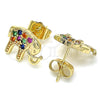 Arete Dormilona 02.210.0405.1 Oro Laminado, Diseño de Elefante, con Multicolor Micro Pave, Pulido, Tono Dorado