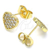 Arete Dormilona 02.210.0409 Oro Laminado, Diseño de Corazón, con Blanca Micro Pave, Pulido, Tono Dorado