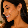 Arete Dormilona 02.210.0410 Oro Laminado, Diseño de Ancla, con Blanca Micro Pave, Pulido, Tono Dorado