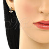 Arete Dormilona 02.210.0410.1 Oro Laminado, Diseño de Ancla, con Multicolor Micro Pave, Pulido, Tono Dorado