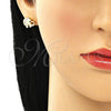 Arete Dormilona 02.210.0411 Oro Laminado, Diseño de Elefante, con Blanca and Negro Micro Pave, Pulido, Tono Dorado