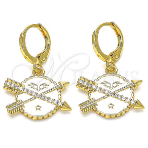 Arete Colgante 02.377.0024 Oro Laminado, Diseño de Estrella, con Blanca Micro Pave, Pulido, Tono Dorado